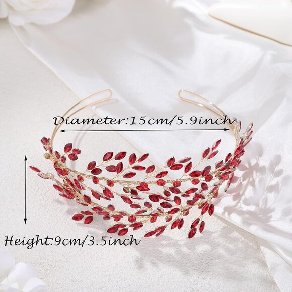 Wedding Tiara Headband for Women Crystal Handmade Queen Leaf Bridal Headband Hea - Picture 5 of 5